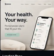 Health landing page and phone mockup.